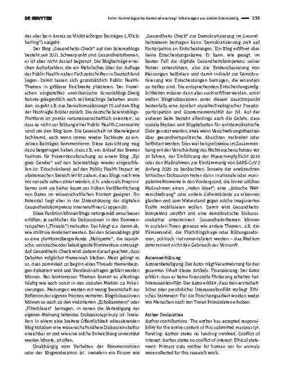 Vorschauseite 3: Technologische Demokratisierung? Erfahrungen aus einem Scienceblog