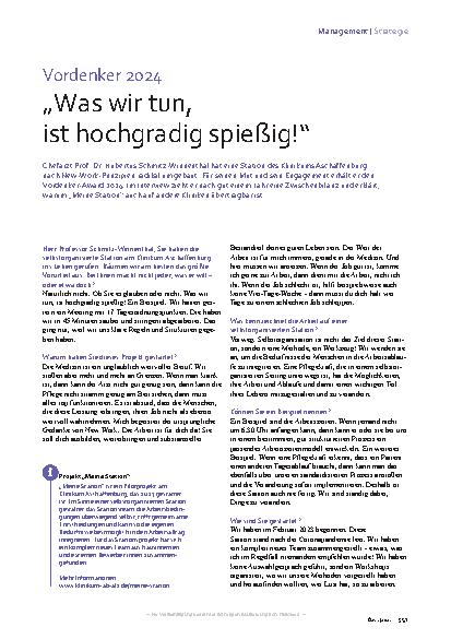 Vorschauseite 1: Vordenker 2024 „Was wir tun, ist hochgradig spießig!“