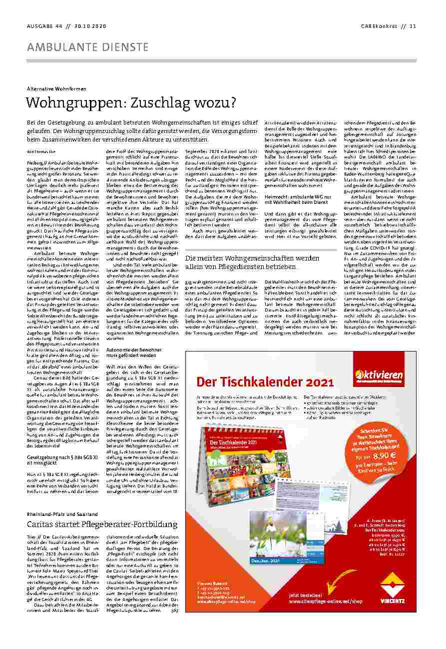 Vorschauseite 1: Wohngruppen: Zuschlag wozu? The text is already correctly spelled.