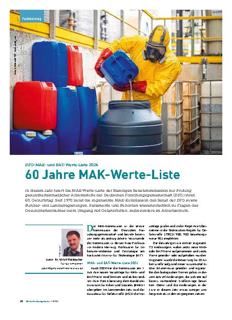 Vorschauseite 1: DFG-MAKund BAT-Werte-Liste 2024 60 Jahre MAK-Werte-Liste