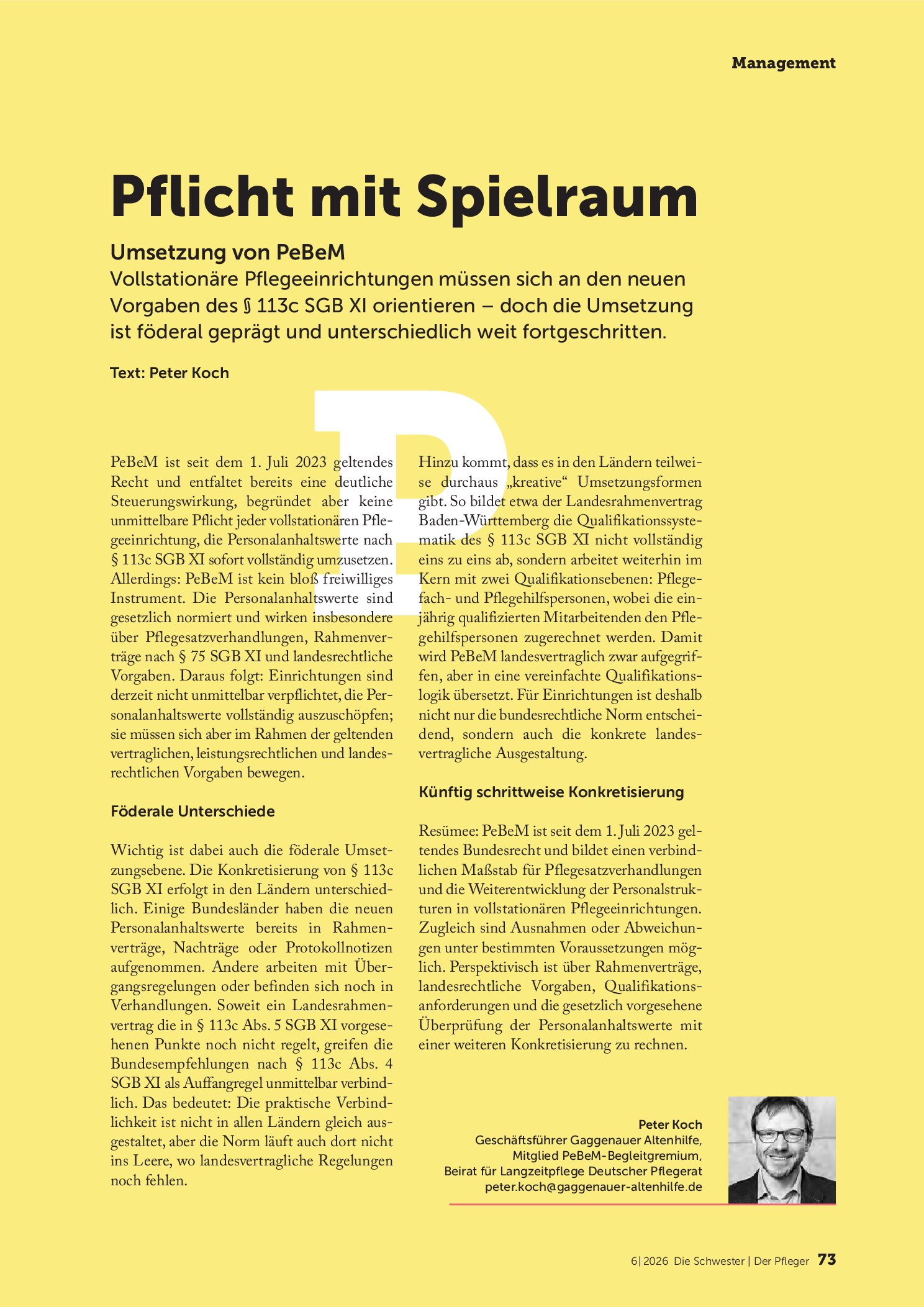 Vorschauseite 1: Pflicht mit Spielraum