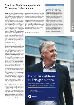 Vorschauseite 1: Streit um Mindestmengen für die Versorgung Frühgeborener