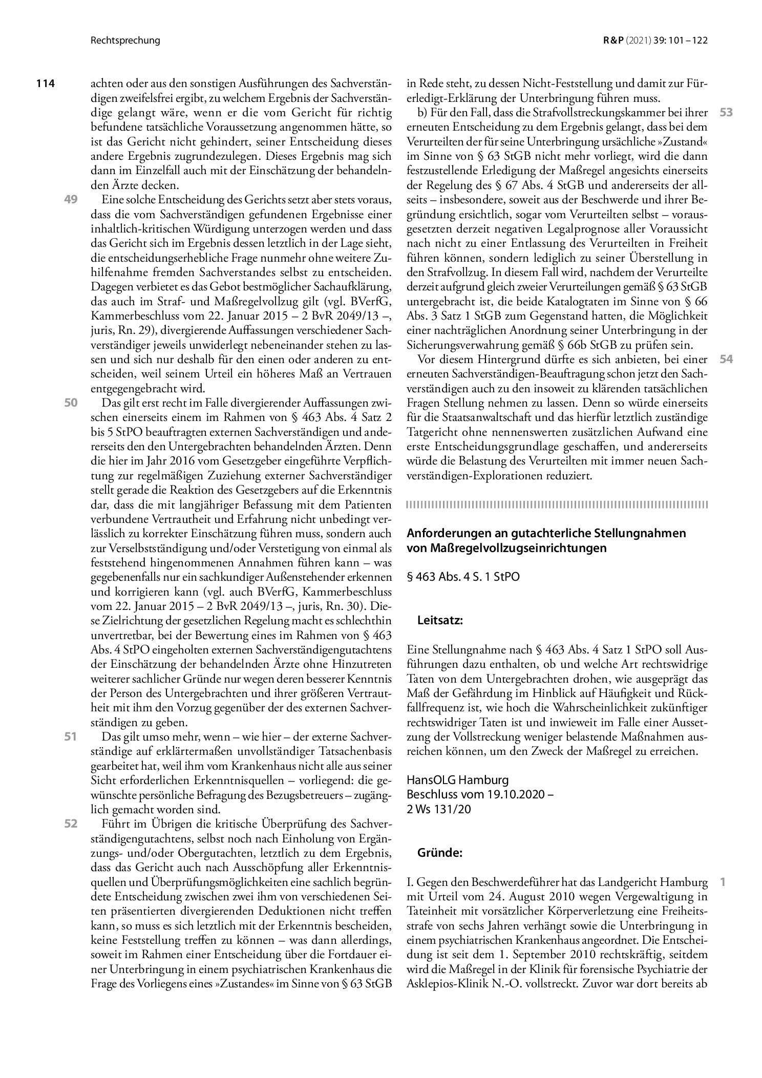 Vorschauseite 1: Anforderungen an gutachterliche Stellungnahmen von Maßregelvollzugseinrichtungen