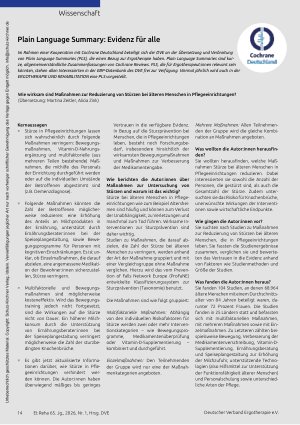 Vorschauseite 1: Plain Language Summary: Evidenz für alle