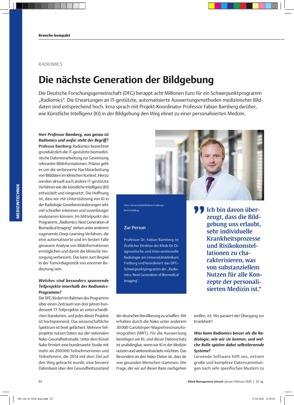Vorschauseite 1: RADIOMICS: Die nächste Generation der Bildgebung