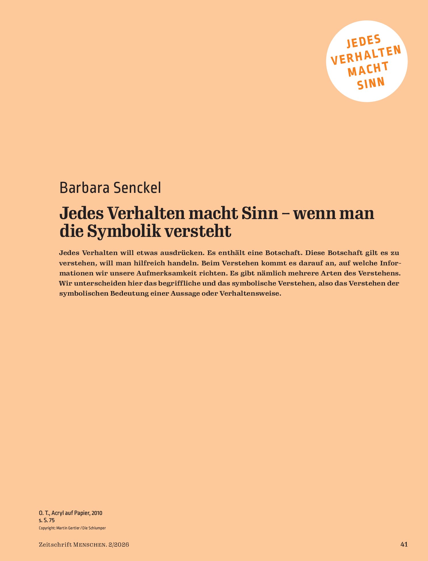 Vorschauseite 1: Jedes Verhalten macht Sinn – wenn man die Symbolik versteht