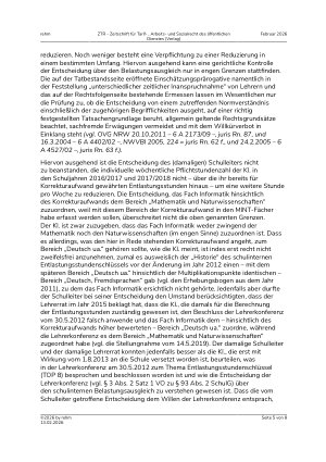 Vorschauseite 5: IV. Beamtenrecht Ausgleich für geleistete Unterrichtstätigkeit; Pflichtstundenzuweisung für Lehrer nach der Bandbreitenregelung