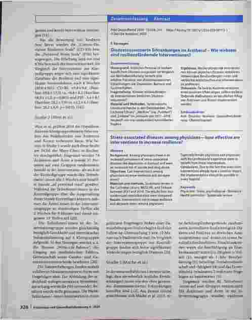 Vorschauseite 3: Distressassoziierte Erkrankungen im Arztberuf - Wie wirksam sind resilienzfördernde Interventionen?