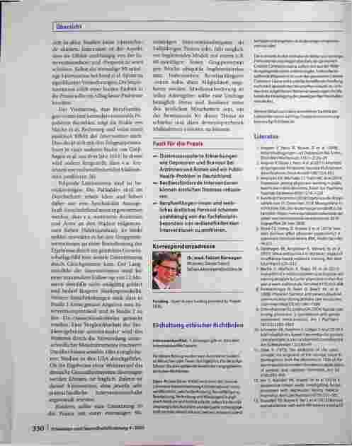 Vorschauseite 5: Distressassoziierte Erkrankungen im Arztberuf - Wie wirksam sind resilienzfördernde Interventionen?