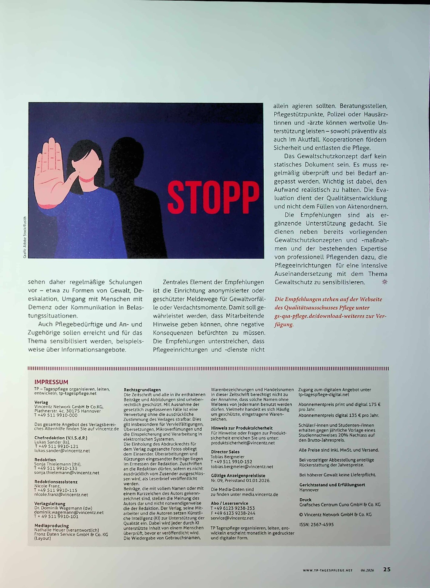 Vorschauseite 2: Neue Empfehlungen zum Gewaltschutz