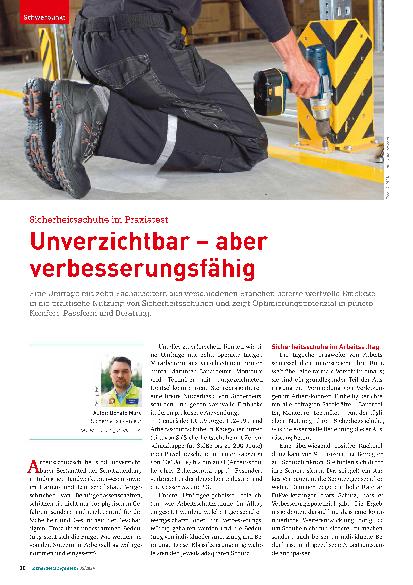 Vorschauseite 1: Sicherheitsschuhe im Praxistest Unverzichtbar – aber verbesserungsfähig
