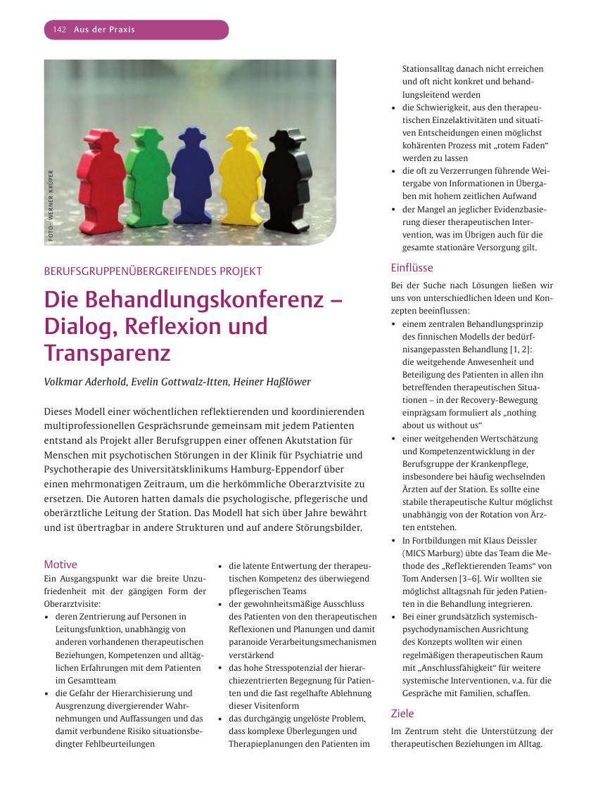 Vorschauseite 1: Die Behandlungskonferenz – Dialog, Reflexion und Transparenz
