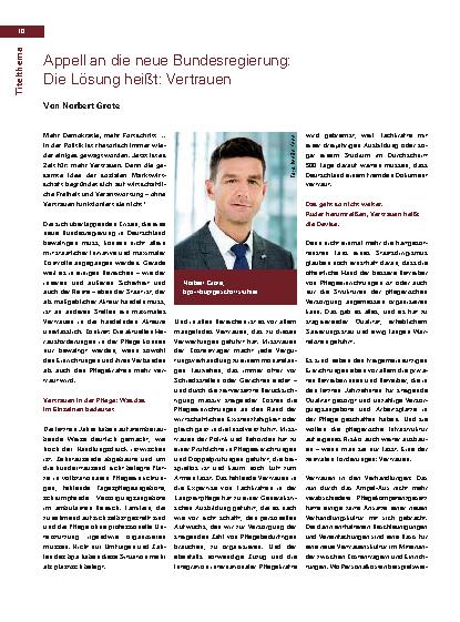 Vorschauseite 1: Appell an die neue Bundesregierung: Die Lösung heißt: Vertrauen