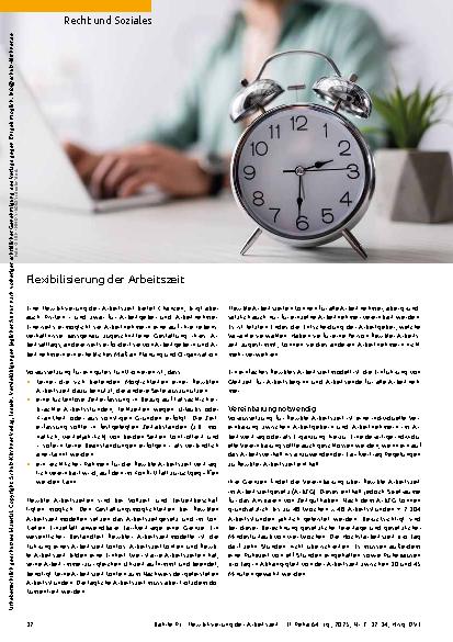 Vorschauseite 1: Flexibilisierung der Arbeitszeit