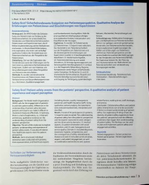 Vorschauseite 3: Safety first? Sicherheitsrelevante Ereignisse aus Patientenperspektive Qualitative Analyse der Erfahrungen von Patientinnen und Einschätzungen von Expertinnen