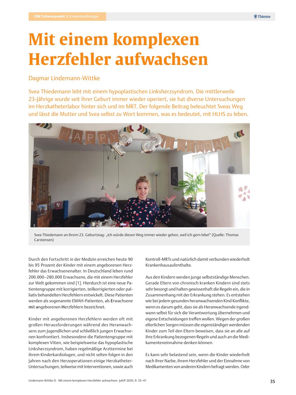 Vorschauseite 1: Mit einem komplexen Herzfehler aufwachsen.