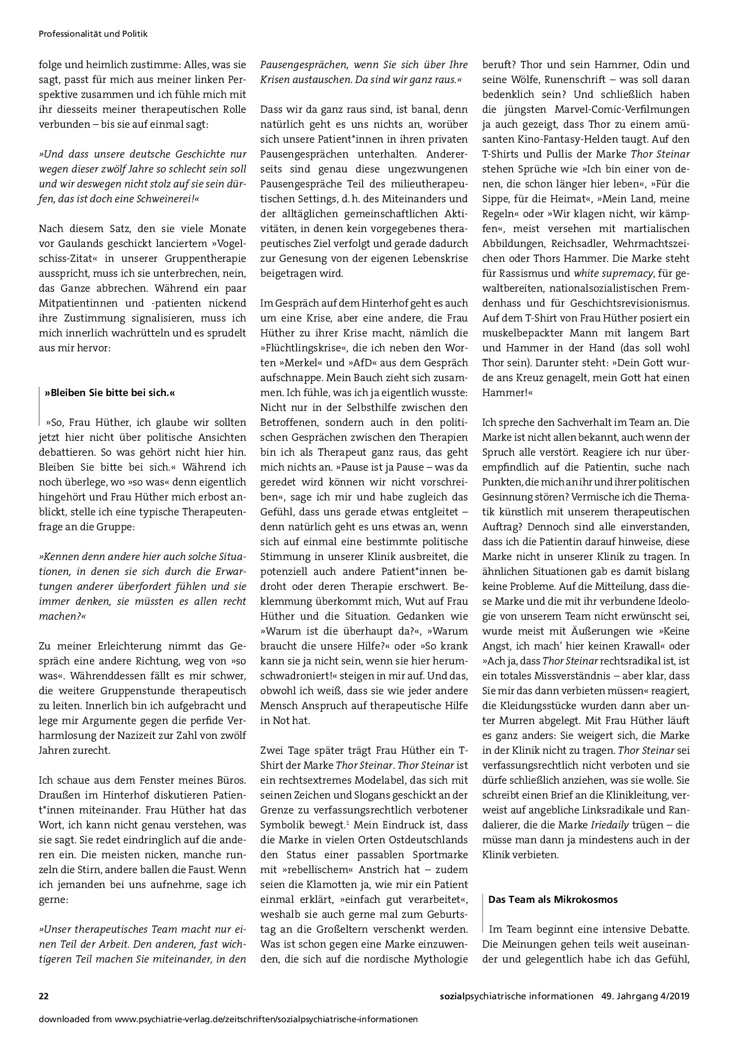 Vorschauseite 2: Ein Thor, wer Böses dabei denkt: Psychiatrische Praxis und Rechtsruck aus der Alltagsperspektive eines Psychiaters