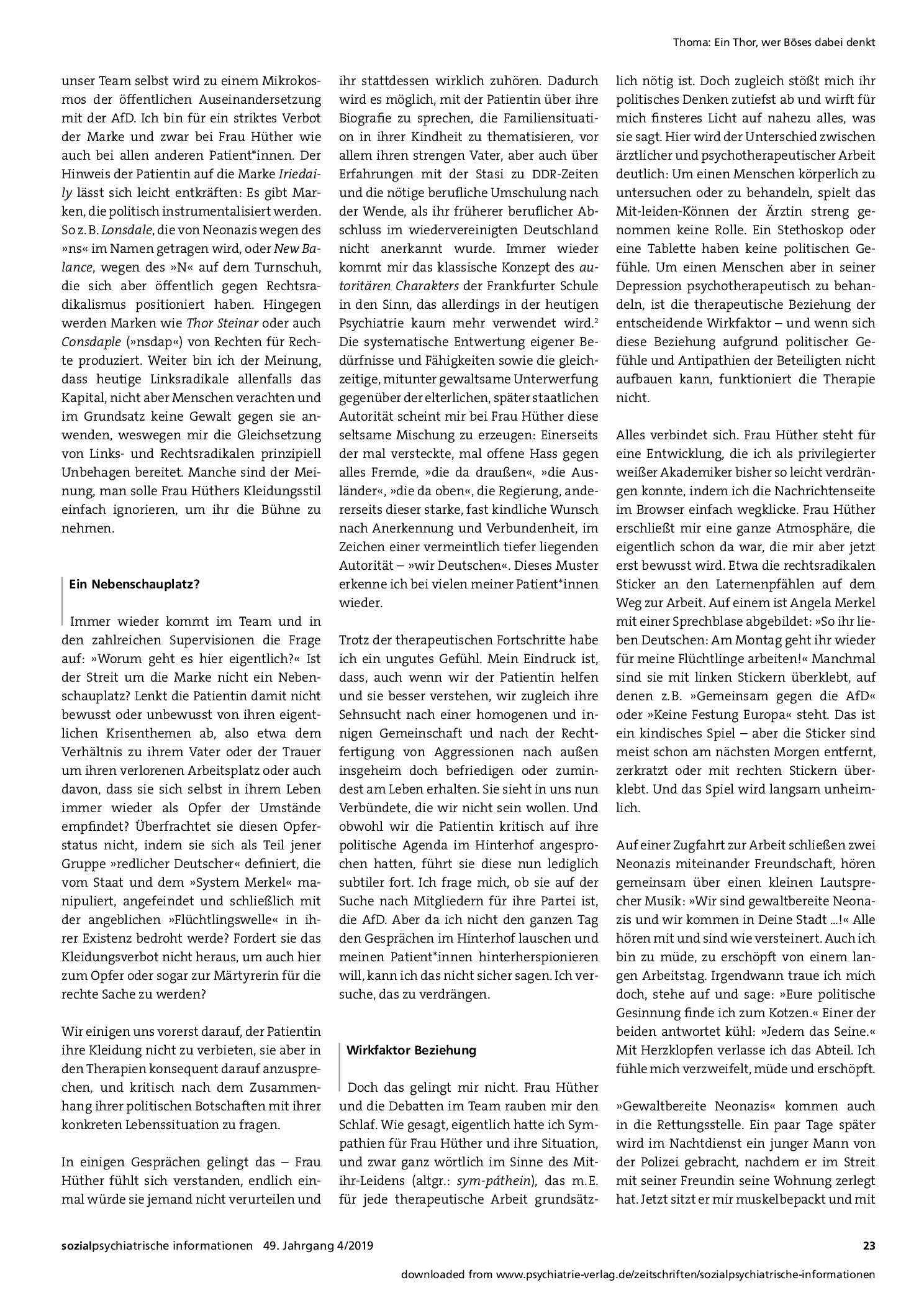 Vorschauseite 3: Ein Thor, wer Böses dabei denkt: Psychiatrische Praxis und Rechtsruck aus der Alltagsperspektive eines Psychiaters