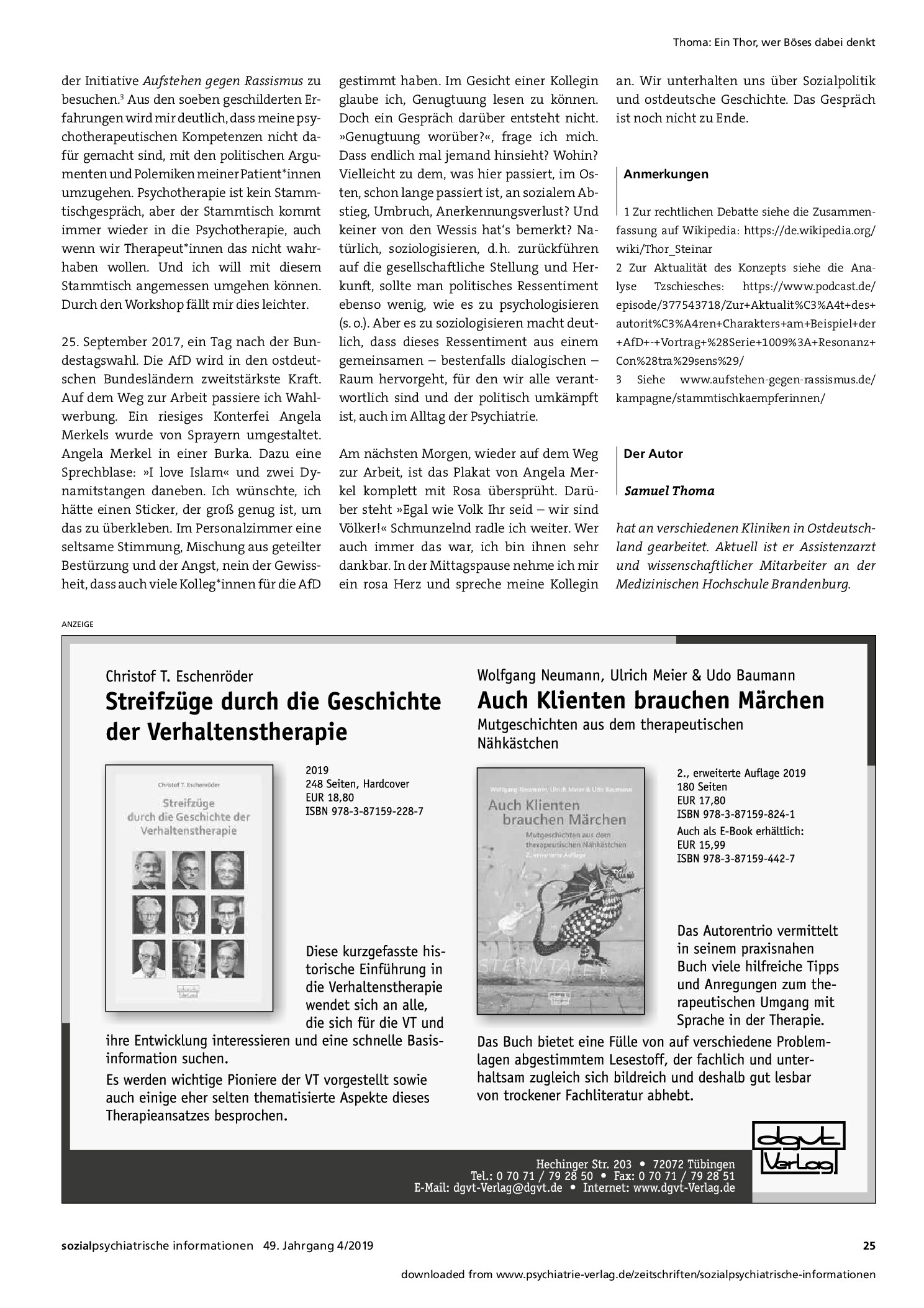 Vorschauseite 5: Ein Thor, wer Böses dabei denkt: Psychiatrische Praxis und Rechtsruck aus der Alltagsperspektive eines Psychiaters