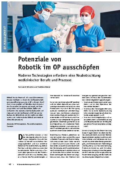 Vorschauseite 1: Potenziale von Robotik im OP ausschöpfen