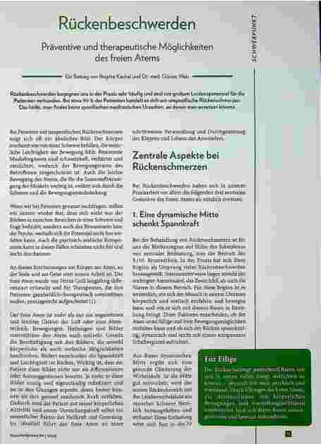 Vorschauseite 1: Rückenbeschwerden: Präventive und therapeutische Möglichkeiten des freien Atmens