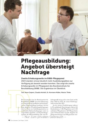 Vorschauseite 1: Pflegeausbildung: Angebot übersteigt Nachfrage