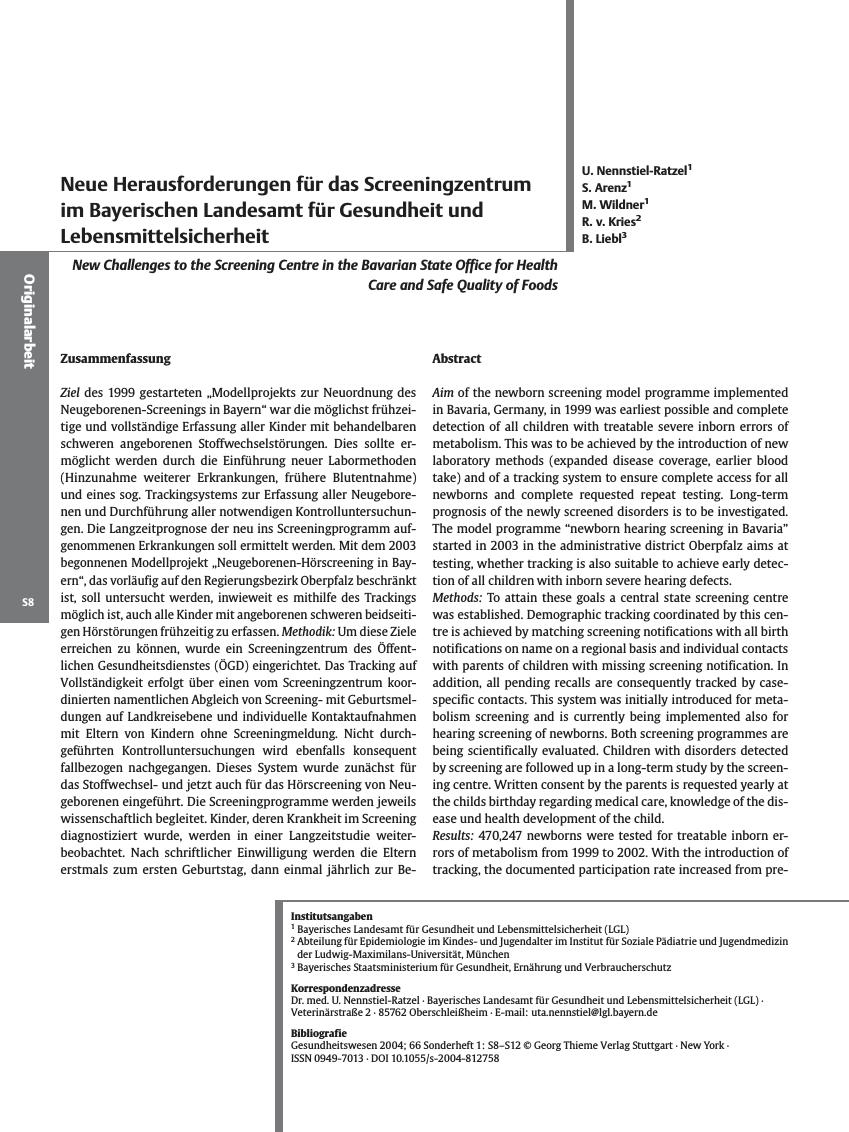 Vorschauseite 1: Neue Herausforderungen für das Screeningzentrum im Bayerischen Landesamt für Gesundheit und Lebensmittelsicherheit
