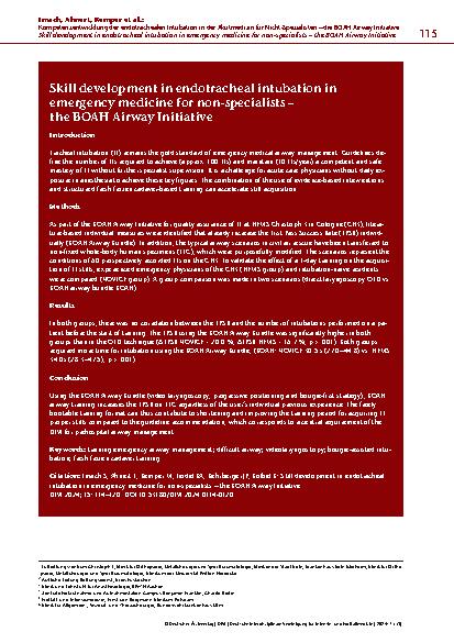 Vorschauseite 2: Kompetenzentwicklung der endotrachealen Intubation in der Akutmedizin für Nicht-Spezialisten – die BOAH Airway Initiative