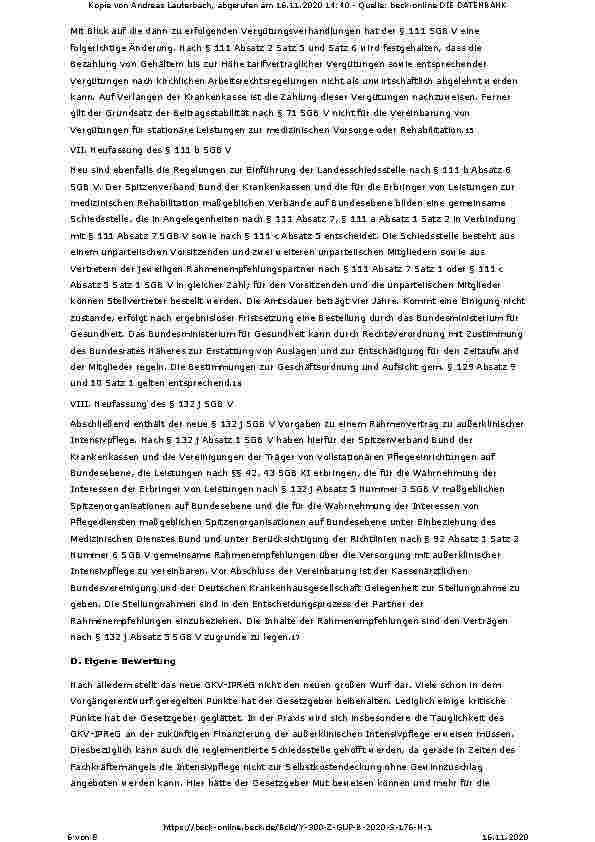 Vorschauseite 6: Entwurf eines Gesetzes zur Stärkung von intensivpflegerischer Versorgung und medizinischer Rehabilitation in der gesetzlichen Krankenversicherung (Intensivpflegeund Rehabilitation…