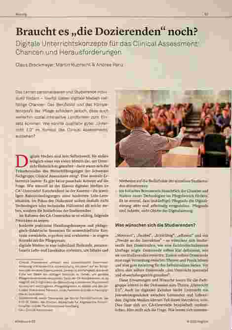 Vorschauseite 1: Braucht es „die Dozierenden“ noch? Digitale Unterrichtskonzepte für das Clinical Assessment: Chancen und Herausforderungen