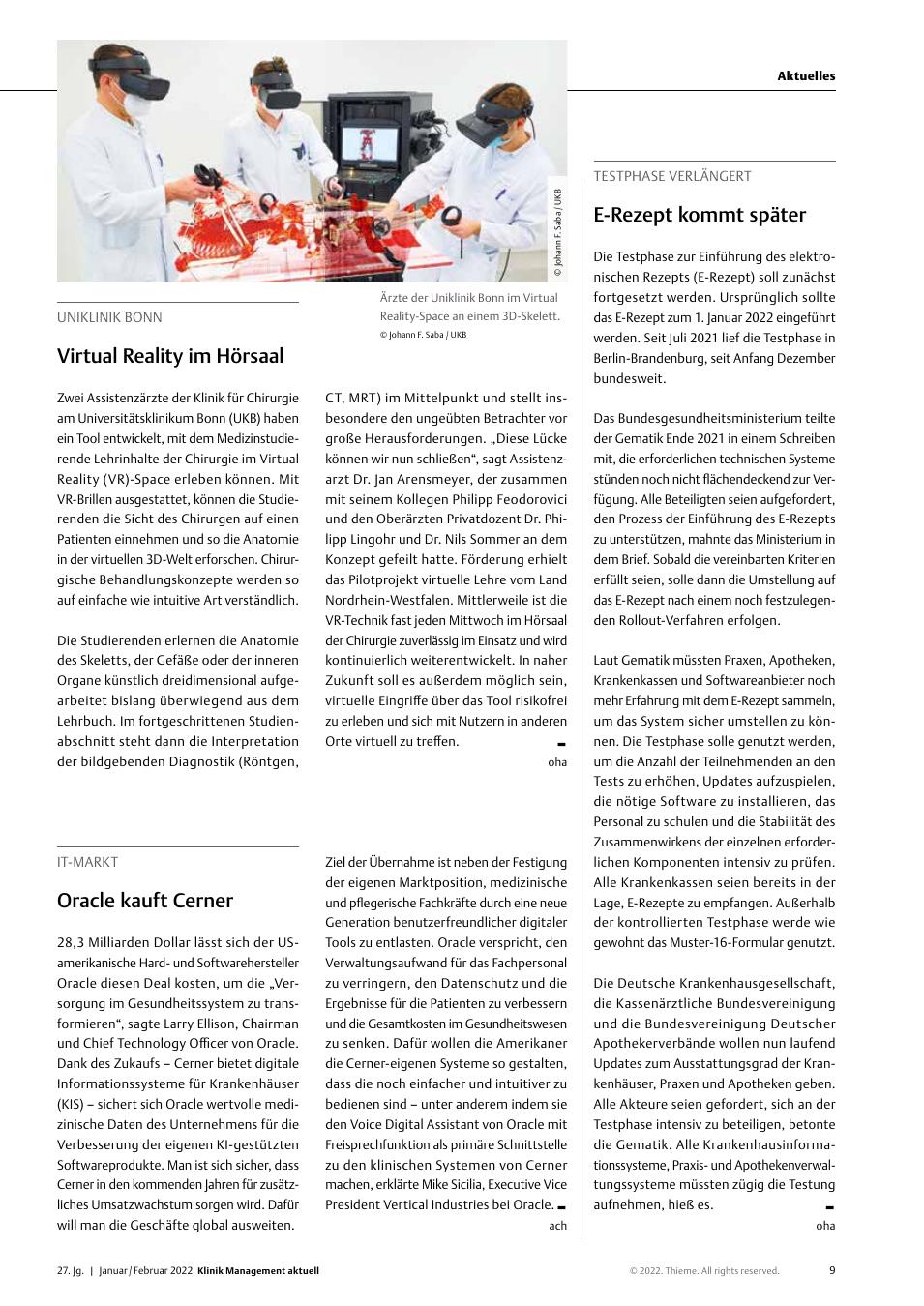 Vorschauseite 1: IT-Markt: Oracle kauft Cerner