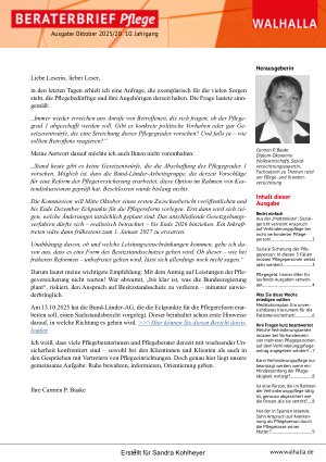 Vorschauseite 1: Beraterbrief Pflege Heft 20-2025