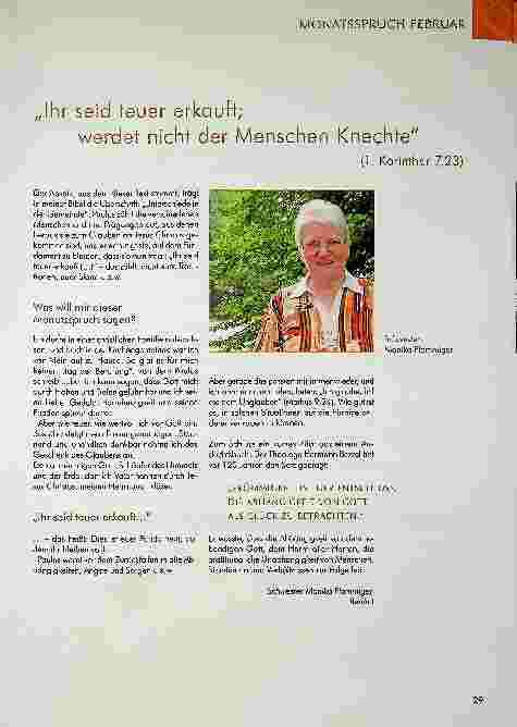 Vorschauseite 1: „Ihr seid teuer erkauft, werdet nicht der Menschen Knechte" (1. Korinther 7, 23)