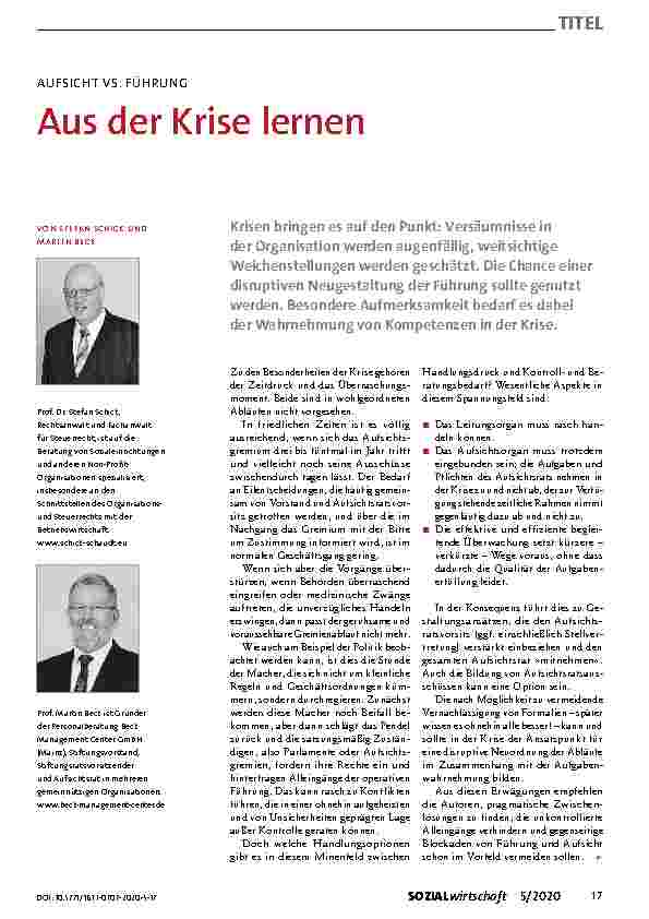Vorschauseite 1: AUFSICHT VS. FÜHRUNG Aus der Krise lernen