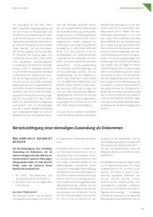 Vorschauseite 1: Berücksichtigung einer einmaligen Zuwendung als Einkommen
