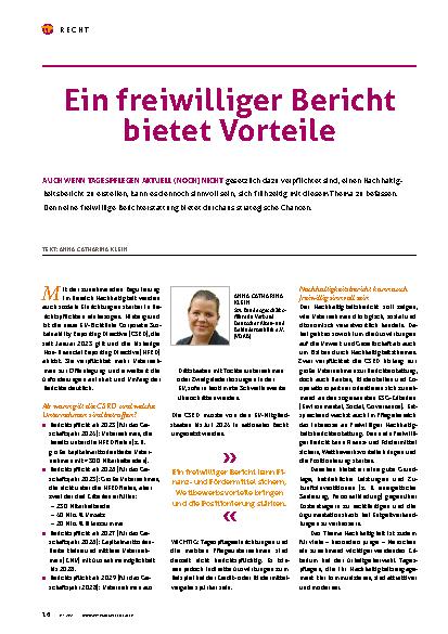 Vorschauseite 1: Ein freiwilliger Bericht bietet Vorteile
