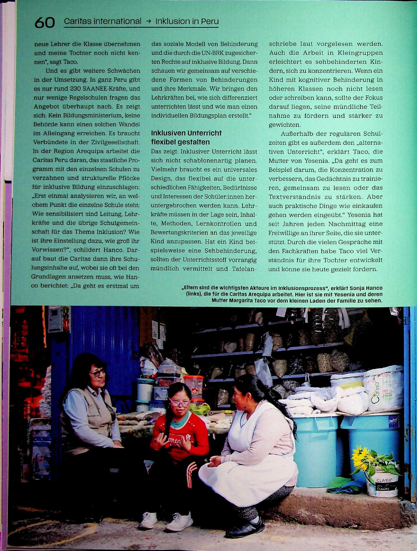 Vorschauseite 2: Inklusion in Peru. Jeder Mensch lernt anders