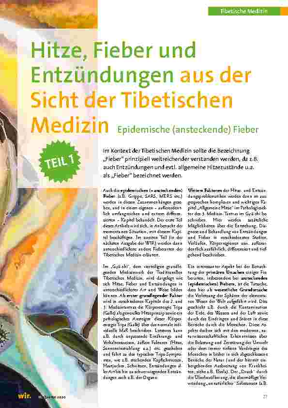 Vorschauseite 2: Hitze, Fieber und Entzündungen aus der Sicht der Tibetischen Medizin: Epidemische (ansteckende) Fieber.