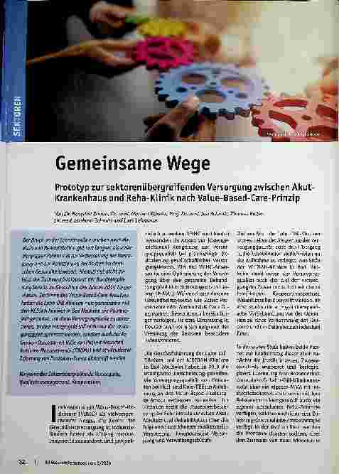 Vorschauseite 1: Gemeinsame Wege Prototyp zur sektorenübergreifenden Versorgung zwischen Akutkrankenhaus und Reha-Klinik nach Value-Based-Care-Prinzip