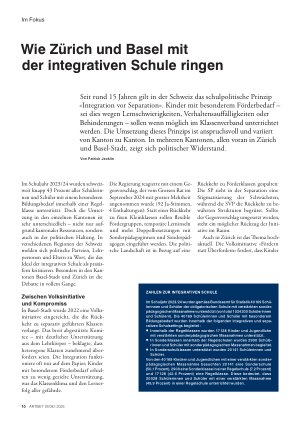 Vorschauseite 1: Wie Zürich und Basel mit der integrativen Schule ringen