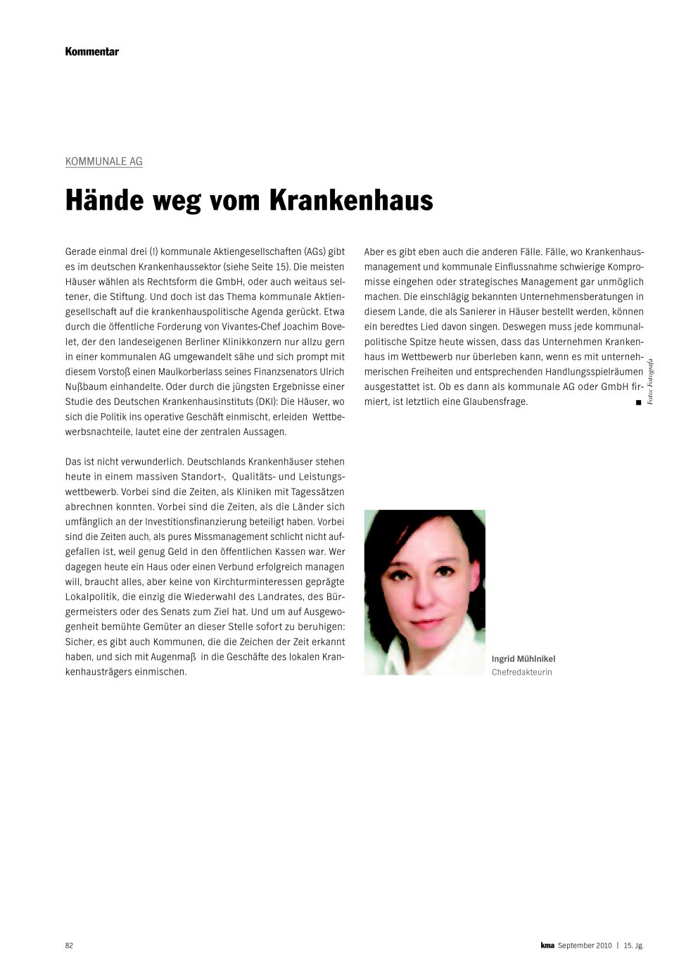 Vorschauseite 1: Hände weg vom Krankenhaus