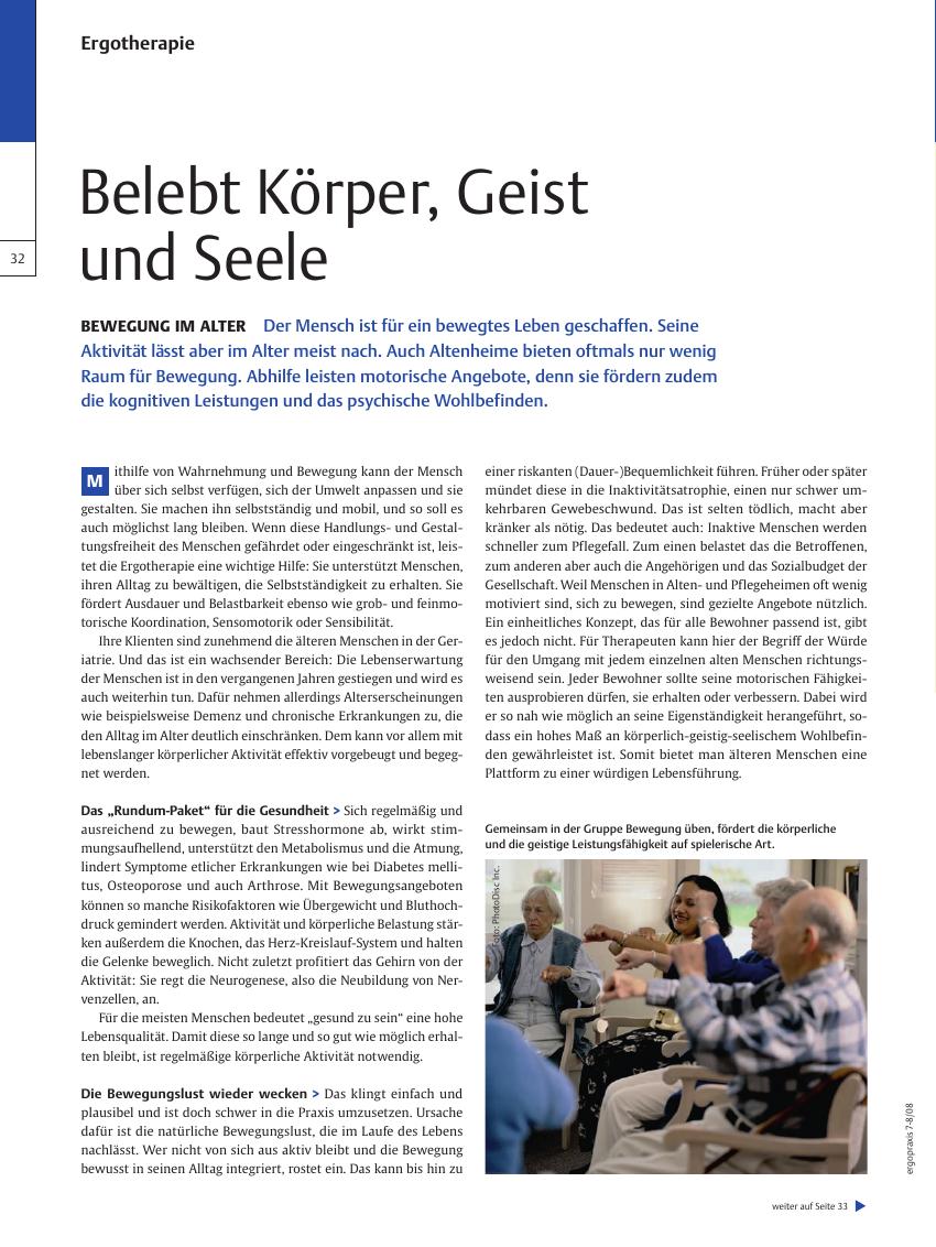 Vorschauseite 1: Bewegung im Alter – Belebt Körper, Geist und Seele