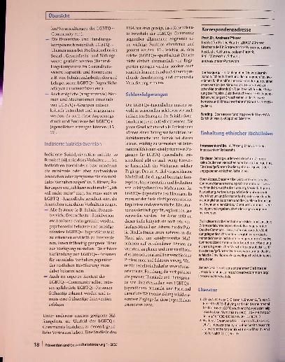 Vorschauseite 6: Suizidprävention für LGBTQ+- Jugendliche: Notwendigkeit, Modell und Zugänge