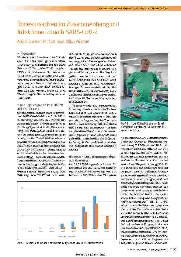 Vorschauseite 1: Todesursachen im Zusammenhang mit Infektionen durch SARS-CoV-2
