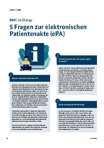 Vorschauseite 1: BMG im Dialog: 5 Fragen zur elektronischen Patientenakte (ePA)