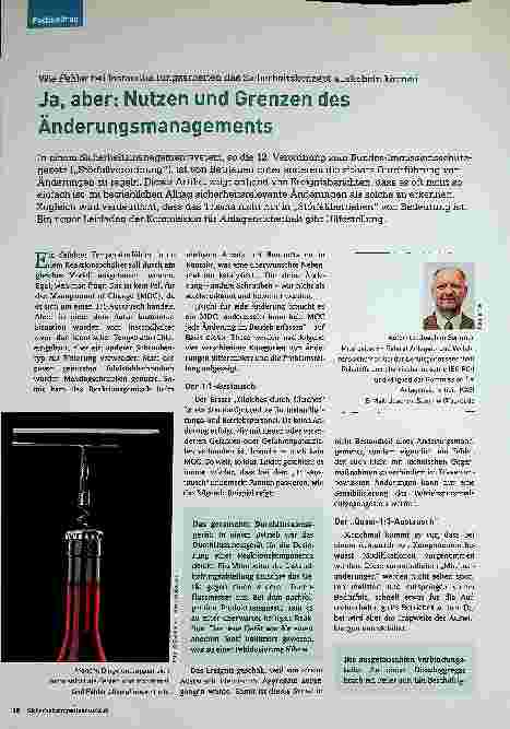 Vorschauseite 1: Wie Fehler bei Instandhaltungsarbeiten das Sicherheitskonzept aushebeln können. Ja, aber: Nutzen und Grenzen des Änderungsmanagements.