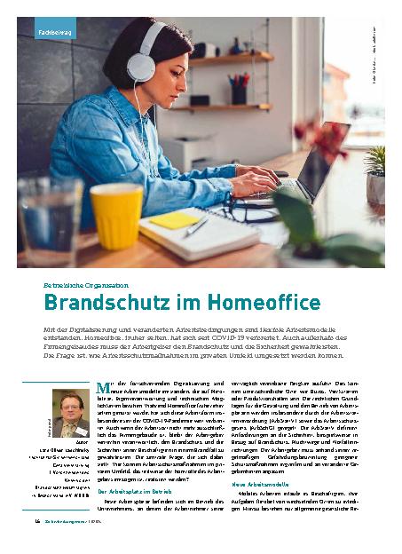 Vorschauseite 1: Betriebliche Organisation Brandschutz im Homeoffice