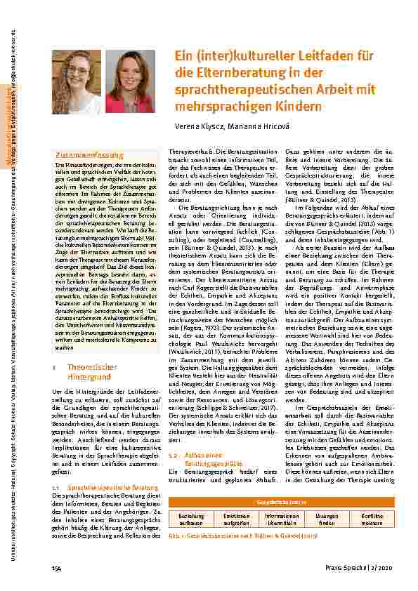 Vorschauseite 1: Ein (inter)kultureller Leitfaden für die Elternberatung in der sprachtherapeutischen Arbeit mit mehrsprachigen Kindern