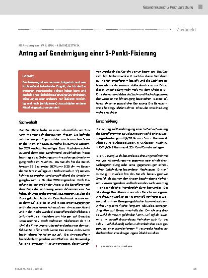 Vorschauseite 1: Antrag auf Genehmigung einer 5-Punkt-Fixierung