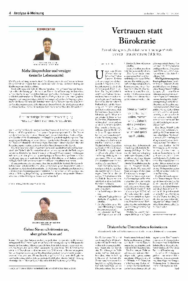Vorschauseite 1: Vertrauen statt Bürokratie